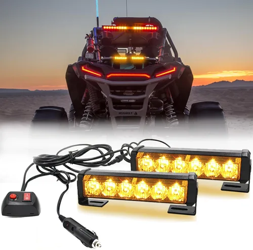 Miniatura 15 de 2 x 6 LED con 9 modos de advertencia para el tráfico - Luces estroboscópicas impermeables para auto, para interior, techo, salpicaderas, parabrisas