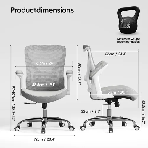 Miniatura 3 de Ergalithic Silla Ergonómica de Escritorio para Oficina y Hogar-Silla de Computadora en Forma de X de Malla de Cuero PU con Soporte Lumbar