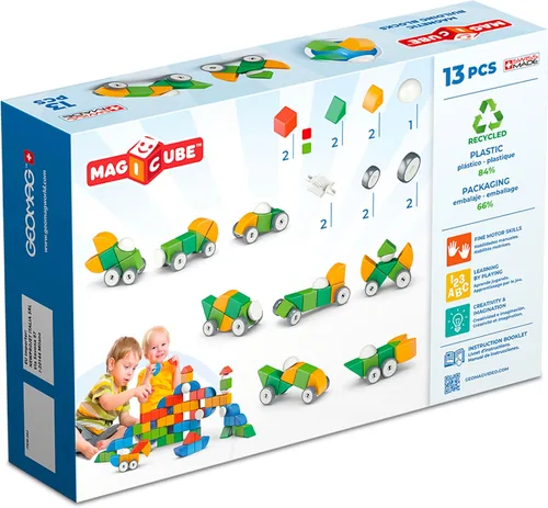 Miniatura 2 de Geomag Magicube 13 bloques magnéticos – Bloques de construcción magnéticos para niños de 1 a 3 años, juguetes Montessori para niños de 1 año
