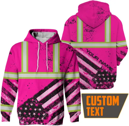 Miniatura 4 de Sudadera con capucha de alta visibilidad con la bandera de Estados Unidos para hombre, sudadera con capucha reflectante de seguridad