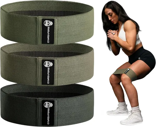 Miniatura 12 de Bandas de cadera para entrenamientos de glúteos Juego de bandas de tela antideslizante con 3 niveles - Bandas de resistencia para piernas y cadera