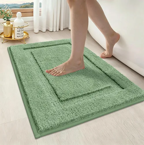 Miniatura 30 de SHACOS Alfombras de baño pequeñas súper suaves de 16x24 pulgadas antideslizantes lavables, tapetes de baño de microfibra para piso de baño, bañera
