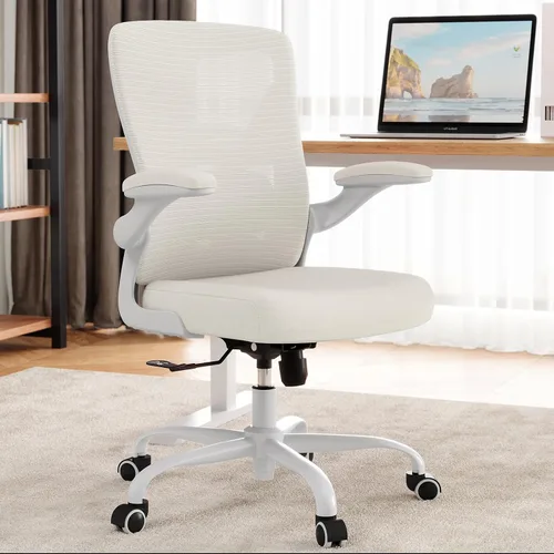 Miniatura 3 de Silla de oficina blanca para personas grandes y altas - 400 libras, silla de escritorio para computadora de asiento ancho, silla gamer ergonómica