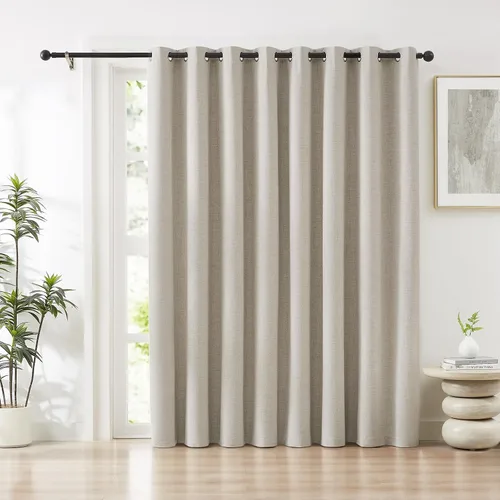 Miniatura 30 de Cortinas opacas de lino beige Melodieux de 63 pulgadas de largo para dormitorio, sala de estar, 100% cortinas con ojales para bloquear la luz