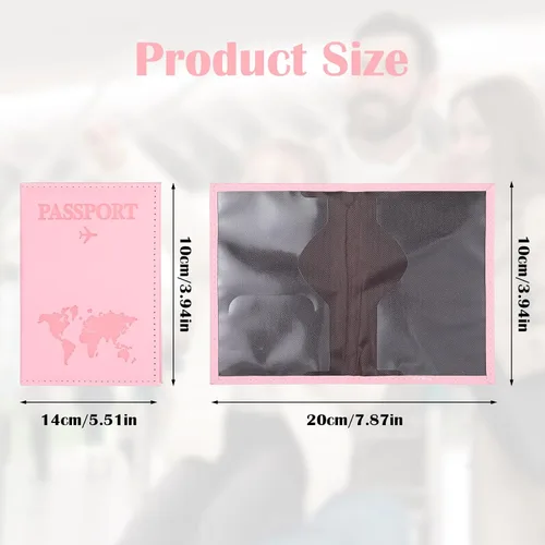 Miniatura 2 de Paquete de 3 soportes para pasaporte para viajes, funda de cartera de pasaporte de viaje, soporte para pasaporte para libros de pasaporte