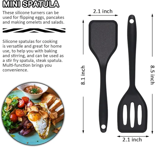 Miniatura 3 de Mini espátula de silicona, 4 piezas, girador de silicona de tamaño pequeño, fácil de limpiar, espátulas de brownie, mini volteadores