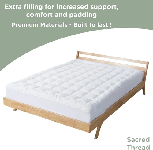 Miniatura 3 de Sacred Thread Protector de colchón acolchado ajustable, cubrecolchón refrescante con bolsillos de 18 pulgadas de profundidad, funda de colchón 100%