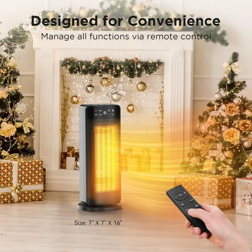 Miniatura 4 de Calentadores de espacio de 1500 W para uso en interiores, calentador eléctrico de cerámica PTC de calentamiento rápido con control remoto, ECO