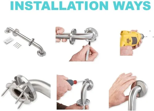 Miniatura 3 de Barra de agarre para bañera y ducha, escaleras, cama, inodoro, baño, asistencia de soporte y pasamanos de seguridad, acero inoxidable 304, agarre