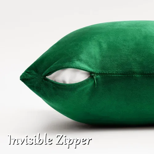 Miniatura 4 de GIGIZAZA Fundas de Almohada Decorativas de Tiro 20 x 20, Juego de 2 Fundas de Almohada Suaves Verde Bosque de Terciopelo, Decoración de Navidad