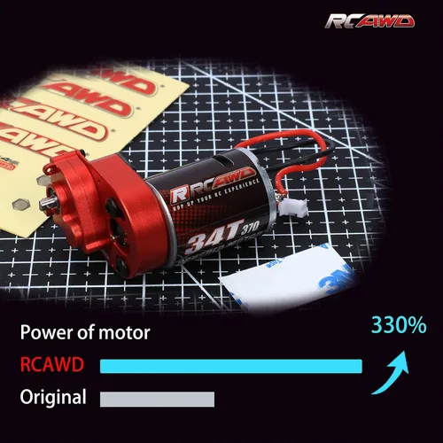 Miniatura 4 de RCAWD Cepillo de carbono mejorado 34T (vuelta) motor cepillado de tamaño 370 y carcasa de engranajes centrales de aleación, transmisión ensamblada