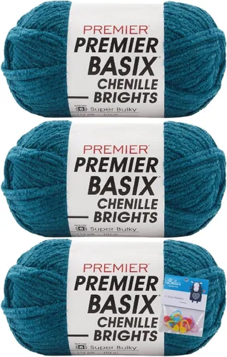 Miniatura 8 de Premier Yarns Basix - Ovillo de felpilla Brights de 5.3 onzas cada madeja, 6 unidades súper voluminosas y gruesas, paquete de 3 unidades con Blush