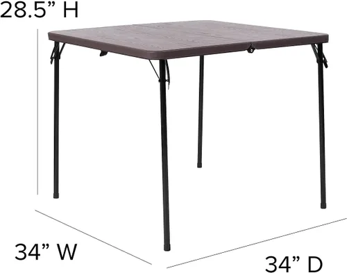 Miniatura 3 de Flash Furniture - Mesa plegable cuadrada de plástico de madera marrón granito de 2.83 pies con asa de transporte