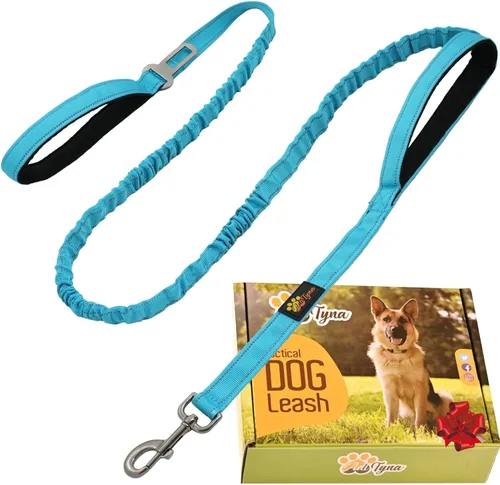 Miniatura 14 de ADITYNA Correa táctica elástica para perro de 6 pies - 7.5 pies – Correa de absorción de golpes con 2 asas acolchadas, cierre de metal, cinturón