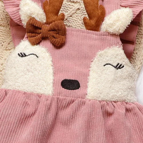 Miniatura 8 de MBMSHEGH Vestidos de bebé para niña, vestido sin mangas con volantes, lindo vestido de reno, vestidos casuales de otoño para niños, Rosado