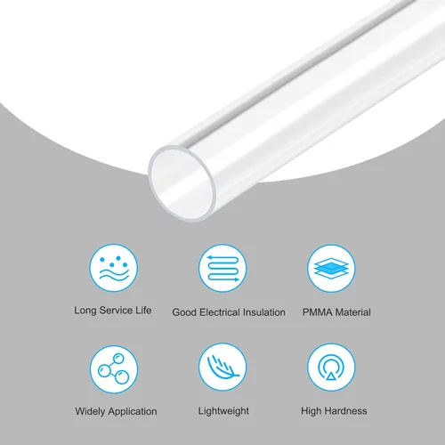 Miniatura 3 de MECCANIXITY Tubo acrílico transparente rígido redondo 18 mm (0.7 ") ID 20 mm (0.8 ") OD 18" para lámparas y linternas, sistema de refrigeración por