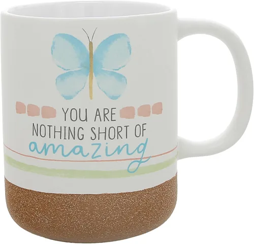 Pavilion Gift Company - You Are Amazing - Taza de cerámica de 16 onzas con fondo esmaltado arenoso, mariposa