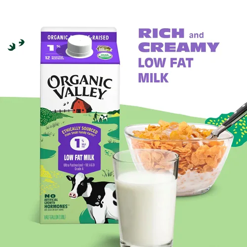 Miniatura 3 de Organic Valley Leche orgánica ultra pasteurizada baja en grasa 1%