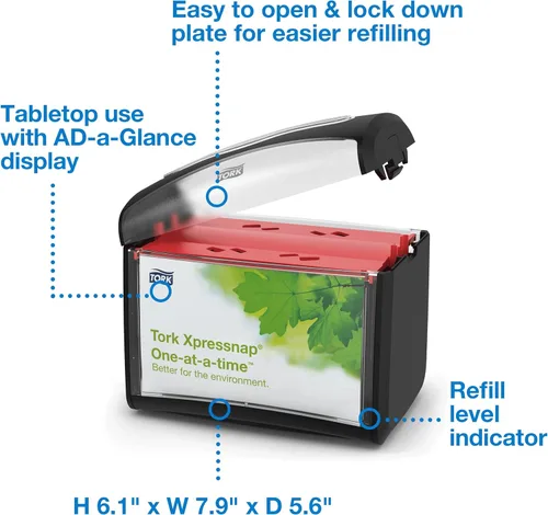 Miniatura 2 de Tork Xpressnap - Dispensador de servilletas negro, compatible con N4, gama Signature, paquete de 4 (6232100)