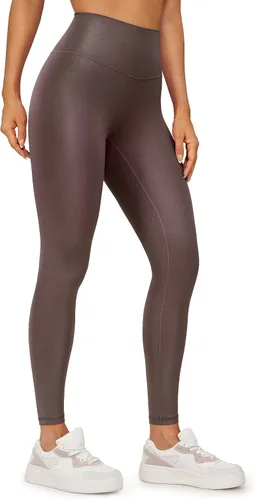 CRZ YOGA Butterluxe Matte Faux Leather Leggings for Women 28" - High Waisted Stretch Ankle Leather Pants Pleather Tights