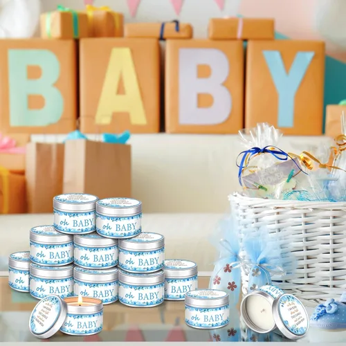 Miniatura 7 de Funtery 12 velas de fiesta de baby shower para invitados, velas perfumadas de lavanda, velas rústicas para revelación de género (brotes)