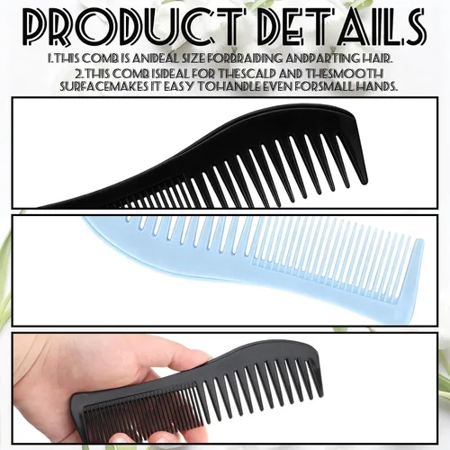 Miniatura 4 de 4 peines de dientes de plástico 2 en 1, juego de aseo multiusos para el cabello, peine de plástico para niños y niñas, peines negros de doble diente