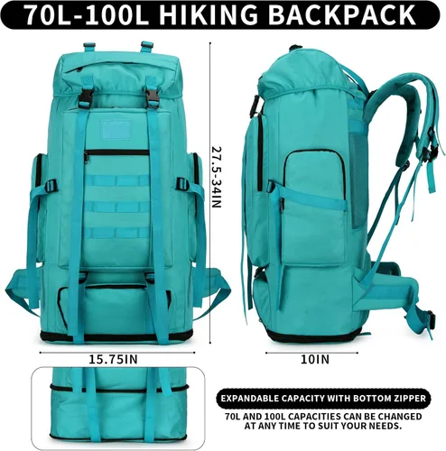 Miniatura 2 de Mochila de senderismo W WINTMING para hombres 70L/100L, mochila de campamento, mochila militar Molle, paquete de asalto de 3 días para escalada