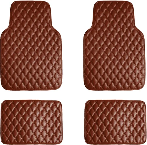 Miniatura 12 de FH Group - Juego completo de revestimientos universales de lujo, tapetes de suelo de cuero sintético beige con diseño de diamante - Tapetes de suelo