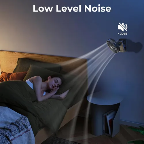 Miniatura 6 de Ventilador con clip de 10000 mAh, 42 h de duración, ventilador de mesa silencioso y oscilante automático, recargable con 4 velocidades potentes