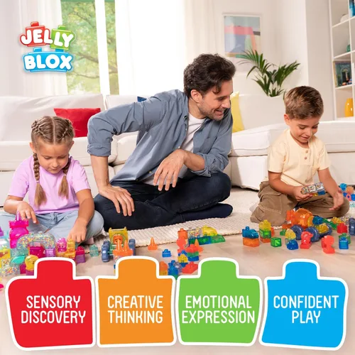 Miniatura 3 de Goliath Jelly Blox Stash 'N Stack Estuche de Almacenamiento 2 en 1 Bloques de Construcción para Niños Pequeños y Preescolares que Pueden Apretar