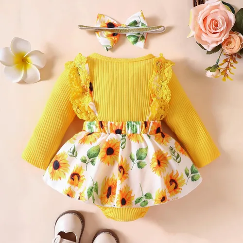 Miniatura 10 de Mameluco de encaje para bebé niña con volantes, manga larga, para recién nacido, otoño, invierno