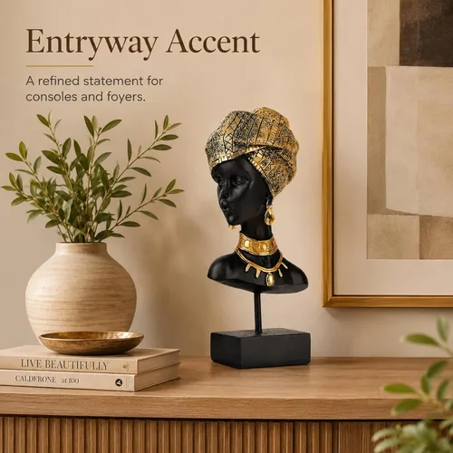 Miniatura 5 de Estatua africana y esculturas para decoración del hogar, figuras tribales de dama africana, estatuas de cabeza, estatua de busto americano, acento