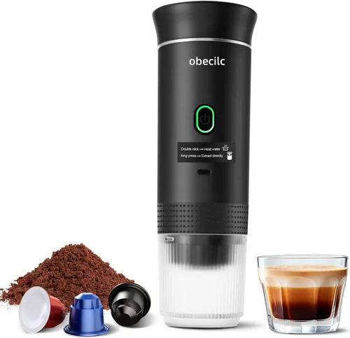 Miniatura 9 de Cafetera Portátil para Viajes, Máquina de Café Espresso de 20 Bares con USB, Cafetera de Viaje 3 en 1 con Autocalentamiento, Compatible con Café Gris
