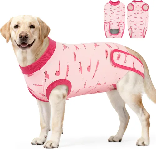 Miniatura 9 de IDOMIK Traje de recuperación para perros – Mono esterilizador femenino y masculino, ajustable antilamer, transpirable y cómodo, talla S, rayas azules