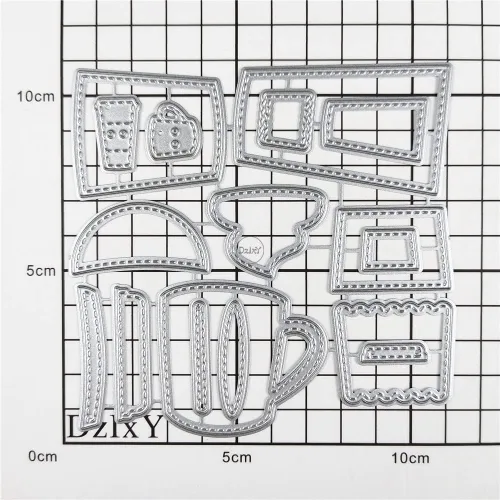 Miniatura 3 de DzIxY Tazas de café sabrosas troqueles de corte de metal para kit de fabricación de tarjetas, juegos de troqueles de papel en relieve, plantillas