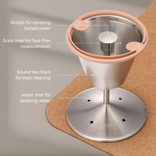 Miniatura 8 de BUYDEEM K176 - Tetera eléctrica multifuncional de acero inoxidable para preparar té y café, mantener el calor automático, 5 controles de sabor, 1.5L