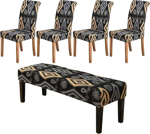 Miniatura 28 de HAOYONG Funda para Silla de Comedor con Estampado, Funda Desmontable Lavable para Silla Parsons, Protector de Asiento Desmontable para Comedor, 15