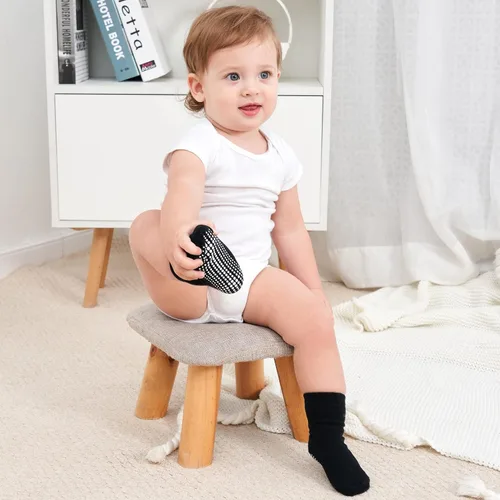 Miniatura 6 de Zaples - Calcetines con suela antideslizante y altura media para bebés, niños y niñas Negro