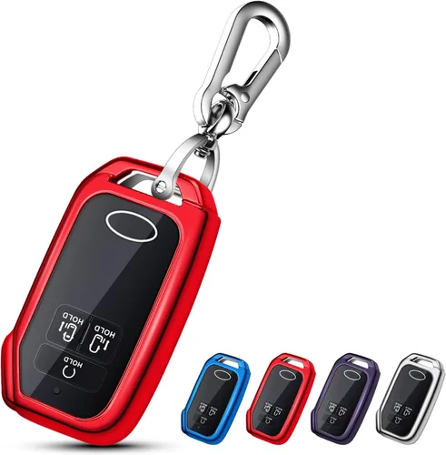 Miniatura 10 de QBUC Funda para llavero KIA, funda para llavero con llavero para Kia Ceed Cerato Forte, etc. (1 botón o no solo en la superficie frontal) (azul)