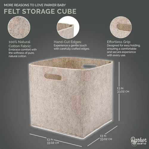 Miniatura 2 de Parker Cubo de almacenamiento plegable de fieltro para bebé, cubo de 13 pulgadas para organizador de cubos, organizadores de armario y contenedor