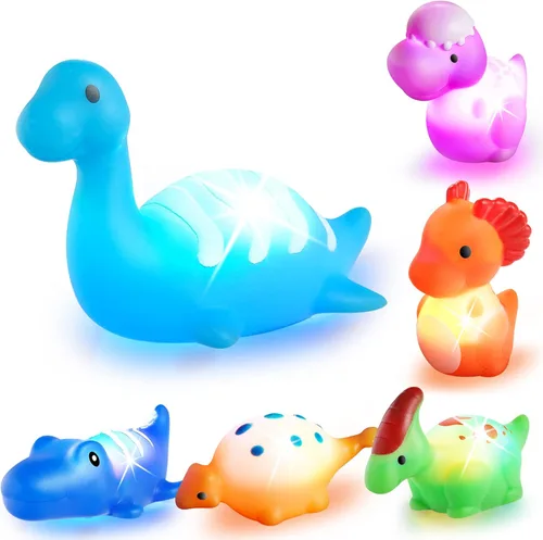 Miniatura 10 de Juguetes de Baño para Niños Pequeños de 1-3 años: Set de 6 Piezas de Juguetes de Baño de Perro Iluminados, Juguetes de Baño para Bebés, Juguetes
