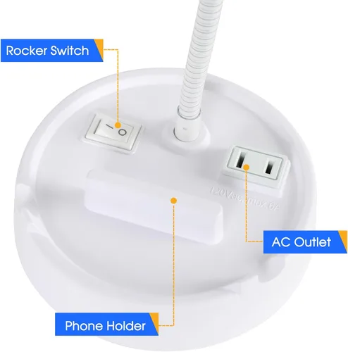 Miniatura 2 de Lámpara de escritorio LED Energetic con soporte para teléfono, lámpara de mesa con toma de corriente, cuello de cisne flexible ajustable, 4000K, luz