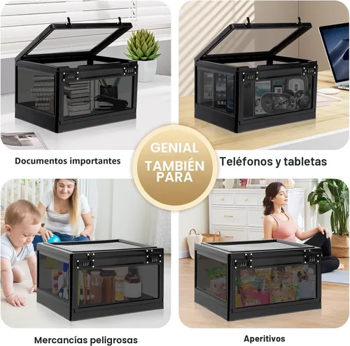Miniatura 6 de Lalifebuss Caja de seguridad grande para artículos personales, caja de almacenamiento con cerradura de combinación de 24 litros para casillero
