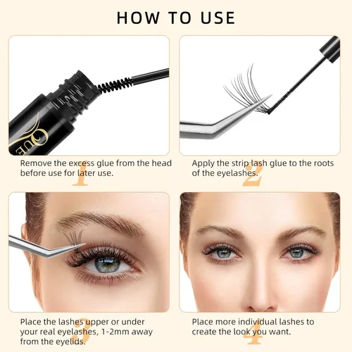 Miniatura 7 de QUEWEL Lash Clusters 240 pestañas individuales 20D 0.07C, mezcla de rizos 8-14mm, pestañas postizas suaves y cómodas, extensión de pestañas DIY