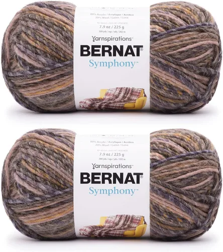 Miniatura 6 de Bernat Symphony - Ovillo de concha marina, paquete de 2 unidades de 8 onzas, mezcla de lana, 5 voluminosos, 309 yardas, tejido/ganchillo Conchas