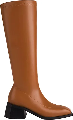 Miniatura 5 de vivianly Botas altas hasta la rodilla para mujer, tacón grueso, punta cuadrada, con cremallera, botas largas