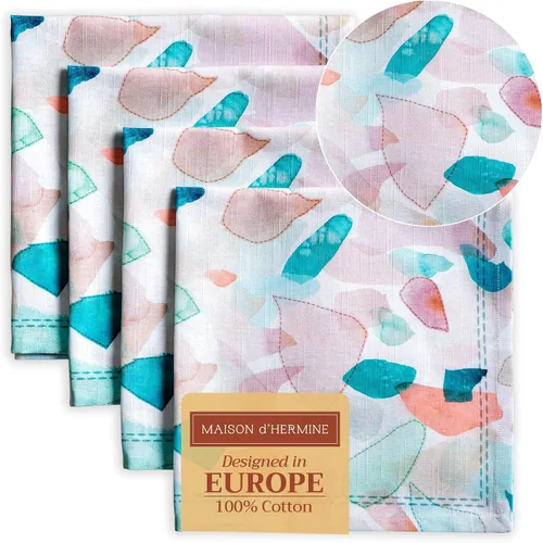 Miniatura 64 de Maison d' Hermine Happy Florals - Juego de 4 servilletas 100% algodón suave y cómodo perfectas para cenas familiares, bodas, fiestas de cóctel, 063