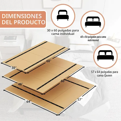 Miniatura 2 de Imperius - Tablas para somier plegable, tabla de literas, soporte para cama, tablas para debajo de la cama, tamaño individual (60x30)