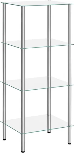 HOOBRO Estante de cristal, unidad de estante de pie de baño de 4 niveles, estante de vidrio templado para espacio pequeño, organizador de soporte de