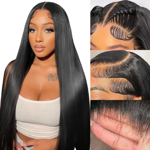 Miniatura 12 de Pelucas de cabello humano lacio prearrancado de 13 x 6 pulgadas, pelucas de cabello humano de densidad 200 HD transparente con encaje frontal